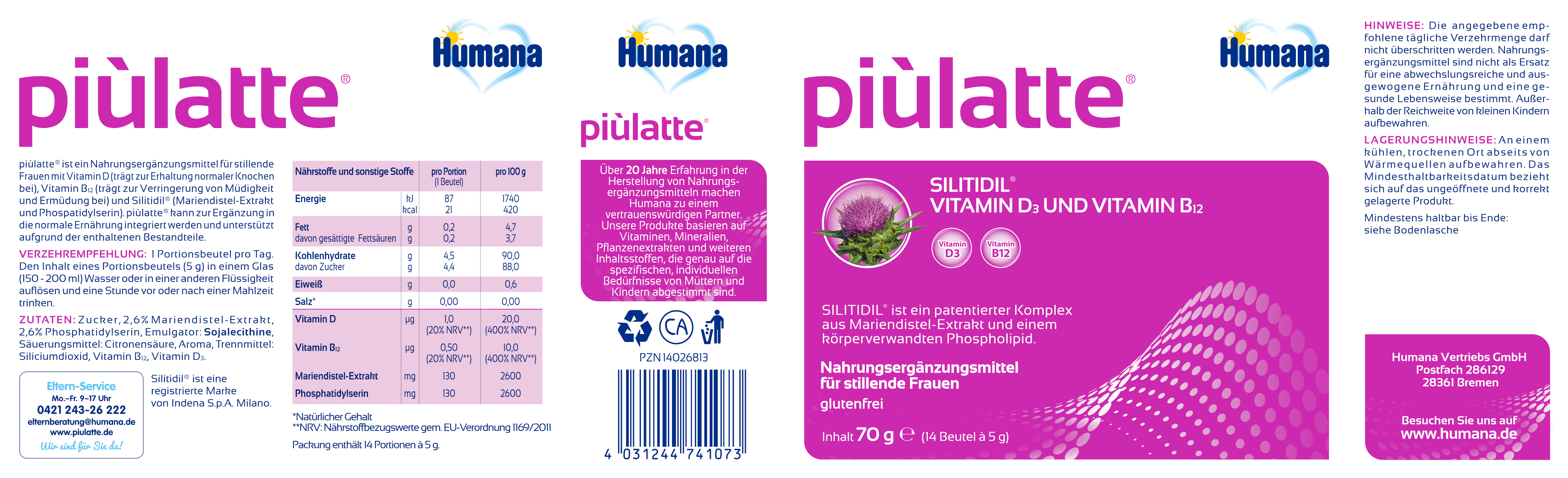 Humana piùlatte® für stillende Mütter mit Lacta-Plus-Komplex